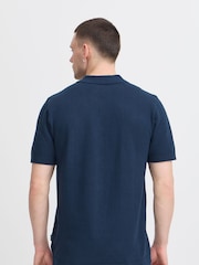 Blend Blue Knitted Short Sleeve 100% Cotton Shirt - Image 4 of 5