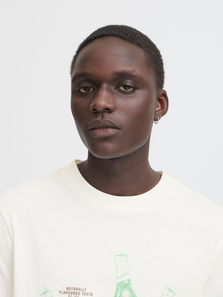Blend White Printed Short Sleeve 100% Cotton T-Shirt - Image 4 of 5