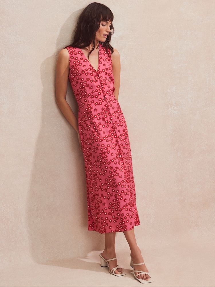 Ro&Zo Pink Petite Floral Button Front Dress - Image 1 of 4
