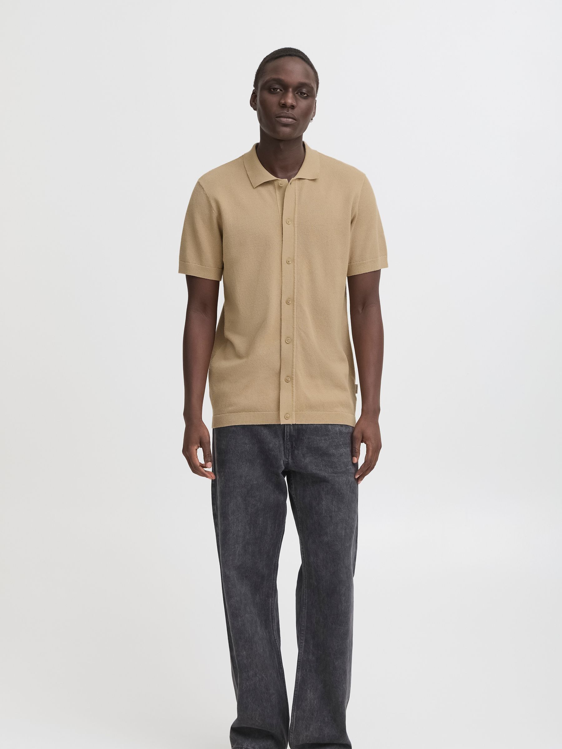 Buy Blend Natural Knitted Short Sleeve 100% Cotton Shirt from Next USA