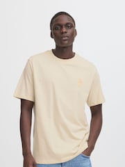 Blend Cream Embroidered Short Sleeve  100% Cotton T-Shirt - Image 1 of 5