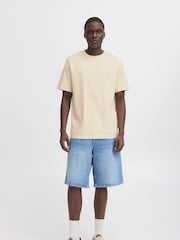 Blend Cream Embroidered Short Sleeve  100% Cotton T-Shirt - Image 4 of 5