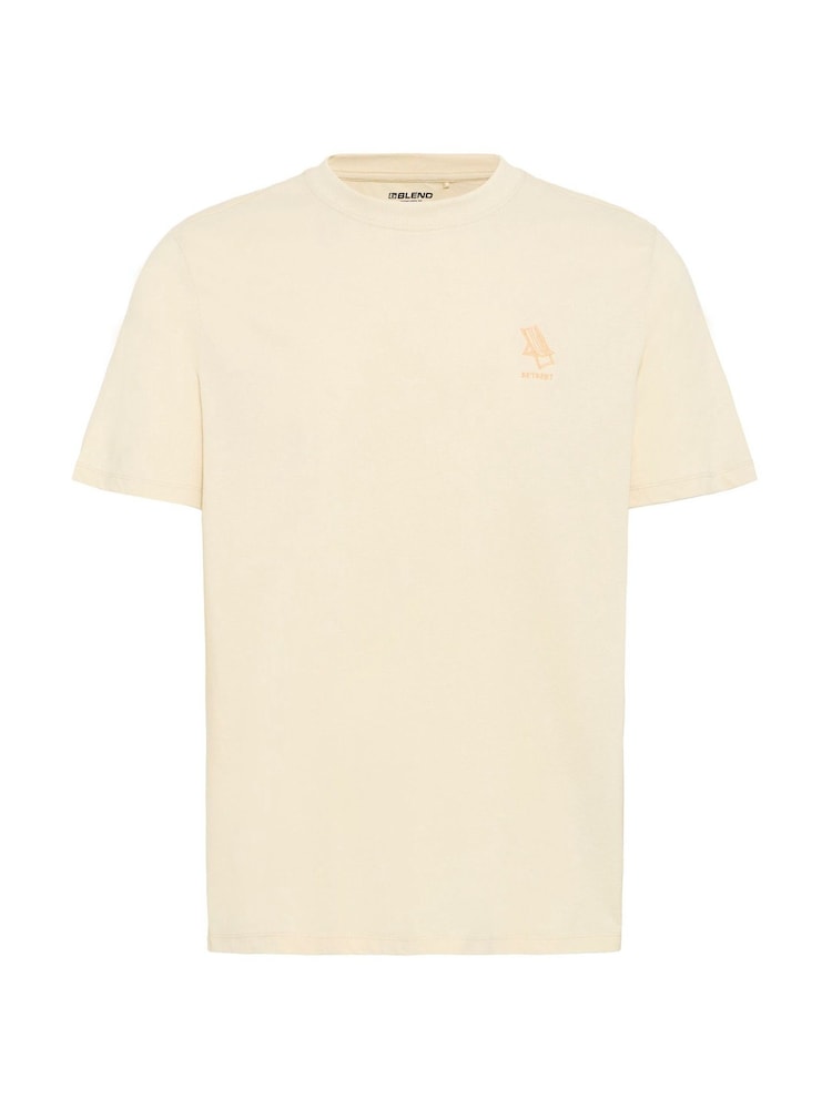 Blend Cream Embroidered Short Sleeve  100% Cotton T-Shirt - Image 5 of 5