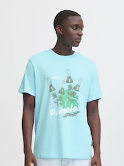 Blend Blue Printed Short Sleeve 100% Cotton T-Shirt - Image 1 of 5