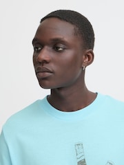 Blend Blue Printed Short Sleeve 100% Cotton T-Shirt - Image 3 of 5