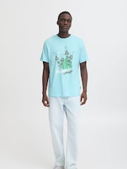 Blend Blue Printed Short Sleeve 100% Cotton T-Shirt - Image 4 of 5