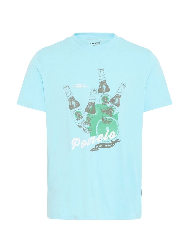 Blend Blue Printed Short Sleeve 100% Cotton T-Shirt - Image 5 of 5