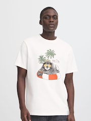 Blend White Sloth Printed Short Sleeve 100% Cotton T-Shirt - Image 1 of 5