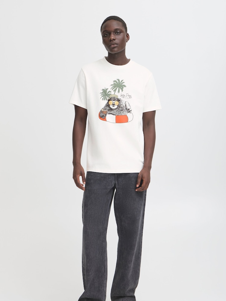 Blend White Printed Short Sleeve T-Shirt - Image 3 of 5
