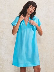 Ro&Zo Blue Gathered Neck Short Dress - Image 2 of 5