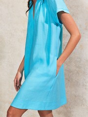 Ro&Zo Blue Gathered Neck Short Dress - Image 3 of 5