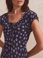 Ro&Zo Blue Gathered Neckline Midi Dress - Image 2 of 4