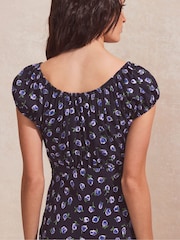 Ro&Zo Blue Gathered Neckline Midi Dress - Image 3 of 4