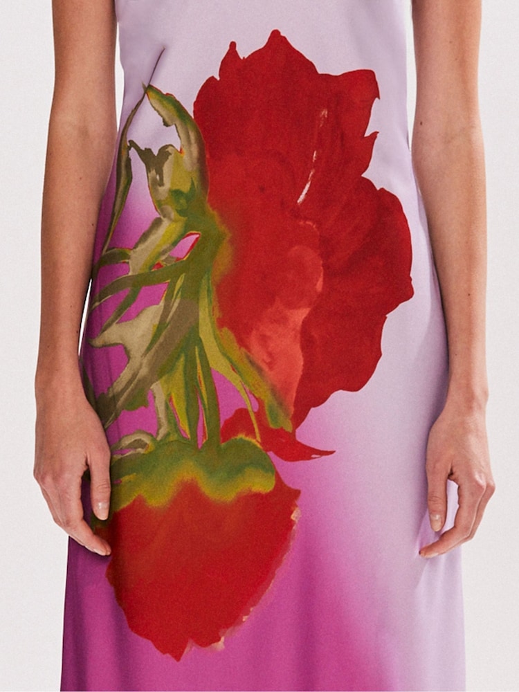 Ro&Zo Pink Petite Margot Rose Print Halter Neck Dress - Image 3 of 3