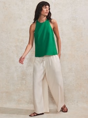 Ro&Zo Green Linen Blend Halter Top - Image 2 of 5