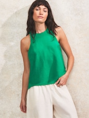 Ro&Zo Green Linen Blend Halter Top - Image 3 of 5