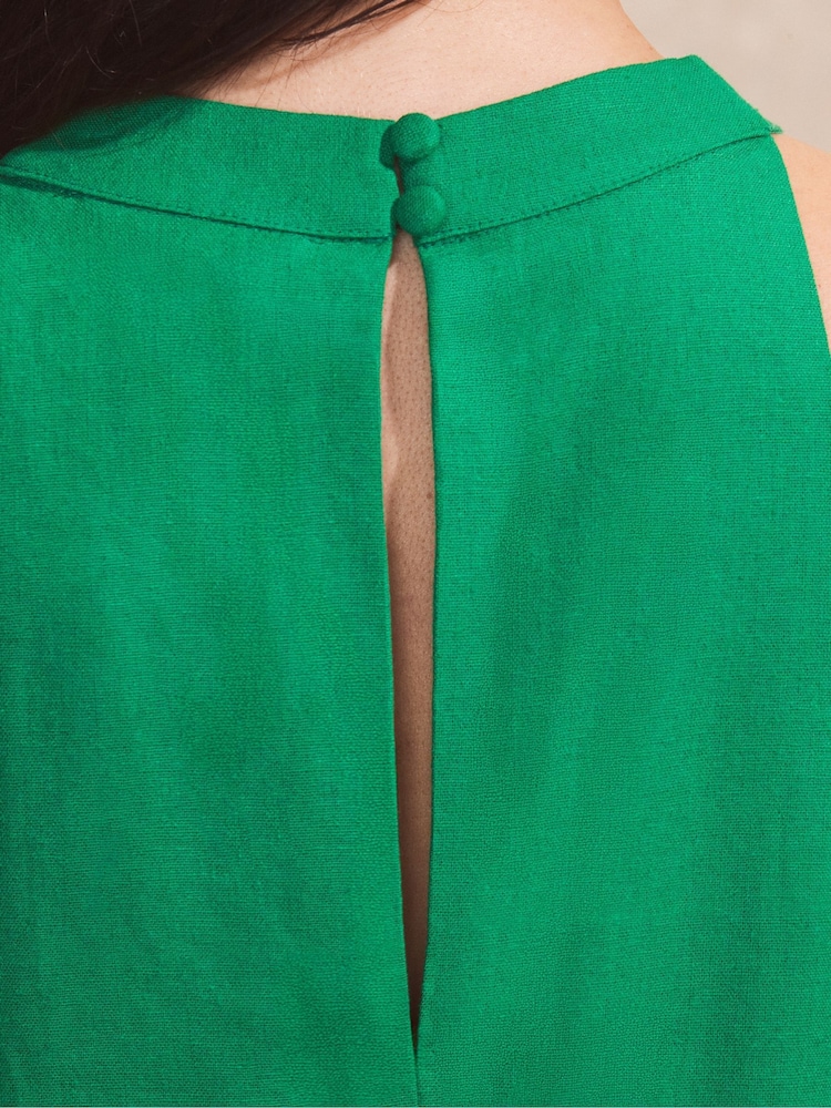 Ro&Zo Green Linen Blend Halter Top - Image 5 of 5 Ro&Zo Green Linen Blend Halter Top - Image 5 of 5