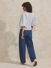 Ro&Zo White Ditsy Print Twist Front 100% Cotton Blouse - Image 4 of 4