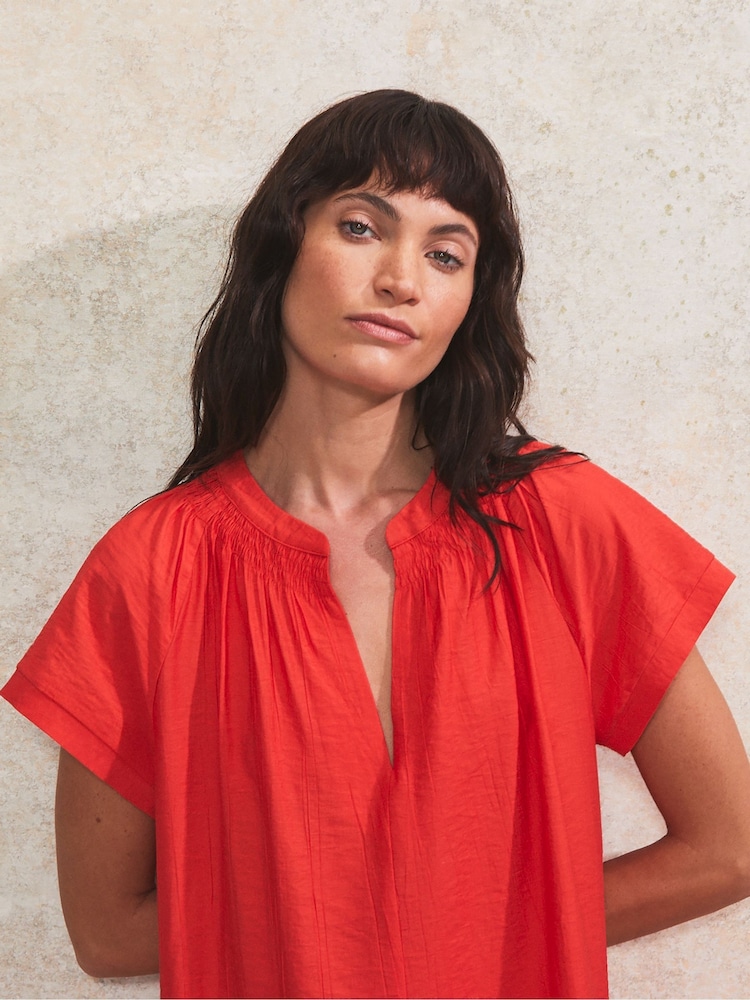 Ro&Zo Red Gathered Neck Short Dress - Image 2 of 5