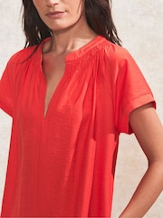 Ro&Zo Red Gathered Neck Short Dress - Image 3 of 5