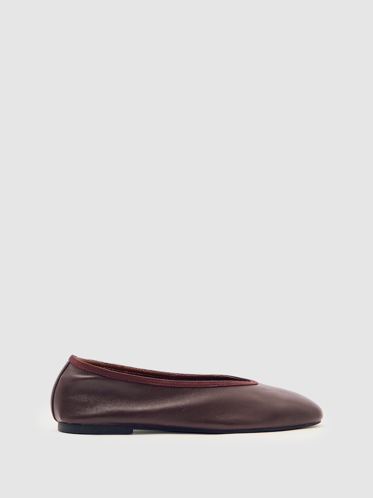 Reiss Oxblood Dina Nappa Leather Ballet Flats - Image 1 of 4