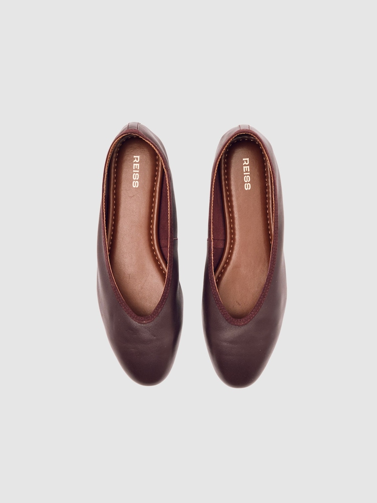 Reiss Oxblood Dina Nappa Leather Ballet Flats - Image 2 of 4