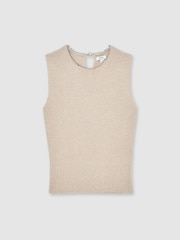 Reiss Neutral Nina Wool-Blend Necklace-Trim Knitted Vest - Image 2 of 6