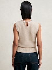 Reiss Neutral Nina Wool-Blend Necklace-Trim Knitted Vest - Image 5 of 6