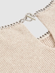 Reiss Neutral Nina Wool-Blend Necklace-Trim Knitted Vest - Image 6 of 6