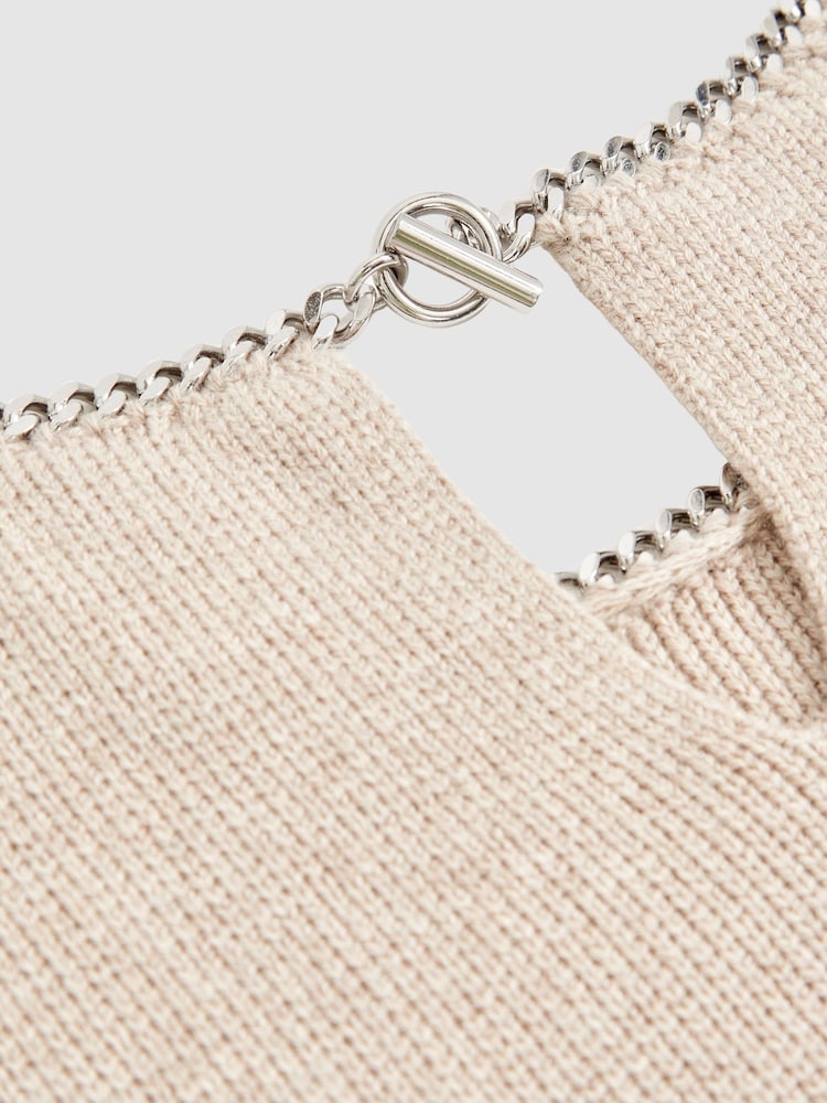 Reiss Neutral Nina Wool-Blend Necklace-Trim Knitted Vest - Image 6 of 6