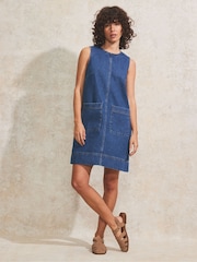 Ro&Zo Blue Petite 100% Cotton Shift Dress - Image 2 of 5