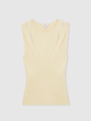 Reiss Cream Rhylee Cut-Out Rib-Knit Vest - Image 2 of 6