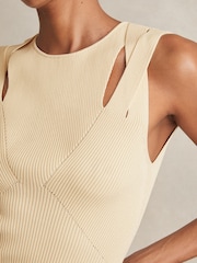 Reiss Cream Rhylee Cut-Out Rib-Knit Vest - Image 4 of 6