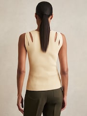 Reiss Cream Rhylee Cut-Out Rib-Knit Vest - Image 5 of 6