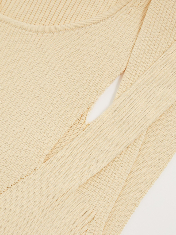 Reiss Cream Rhylee Cut-Out Rib-Knit Vest - Image 6 of 6