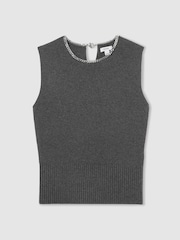 Вязаная майка из шерсти и Blend с отделкой ожерельем Reiss Nina - Image 2 of 7
