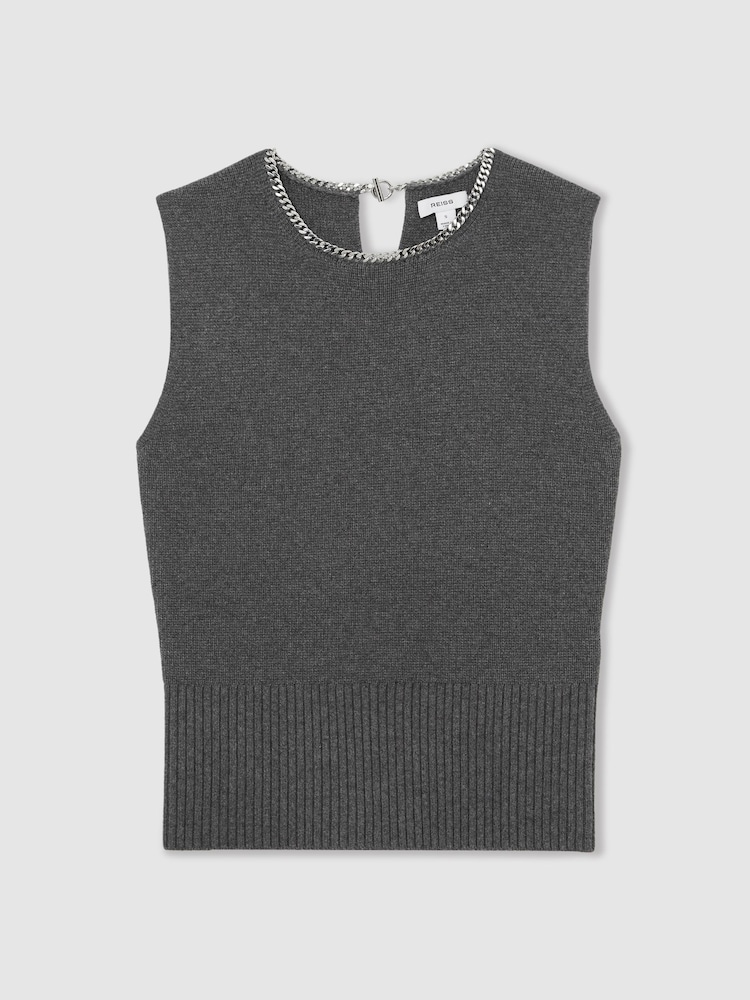 Вязаная майка из шерсти и Blend с отделкой ожерельем Reiss Nina - Image 2 of 7 Вязаная майка из шерсти и Blend с отделкой ожерельем Reiss Nina - Image 2 of 7