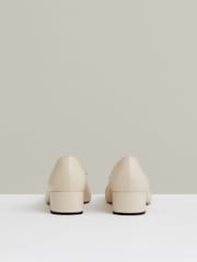 Reiss White/Black Anna Leather Block Heel Ballerina Shoes - Image 4 of 6