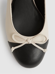 Reiss White/Black Anna Leather Block Heel Ballerina Shoes - Image 6 of 6