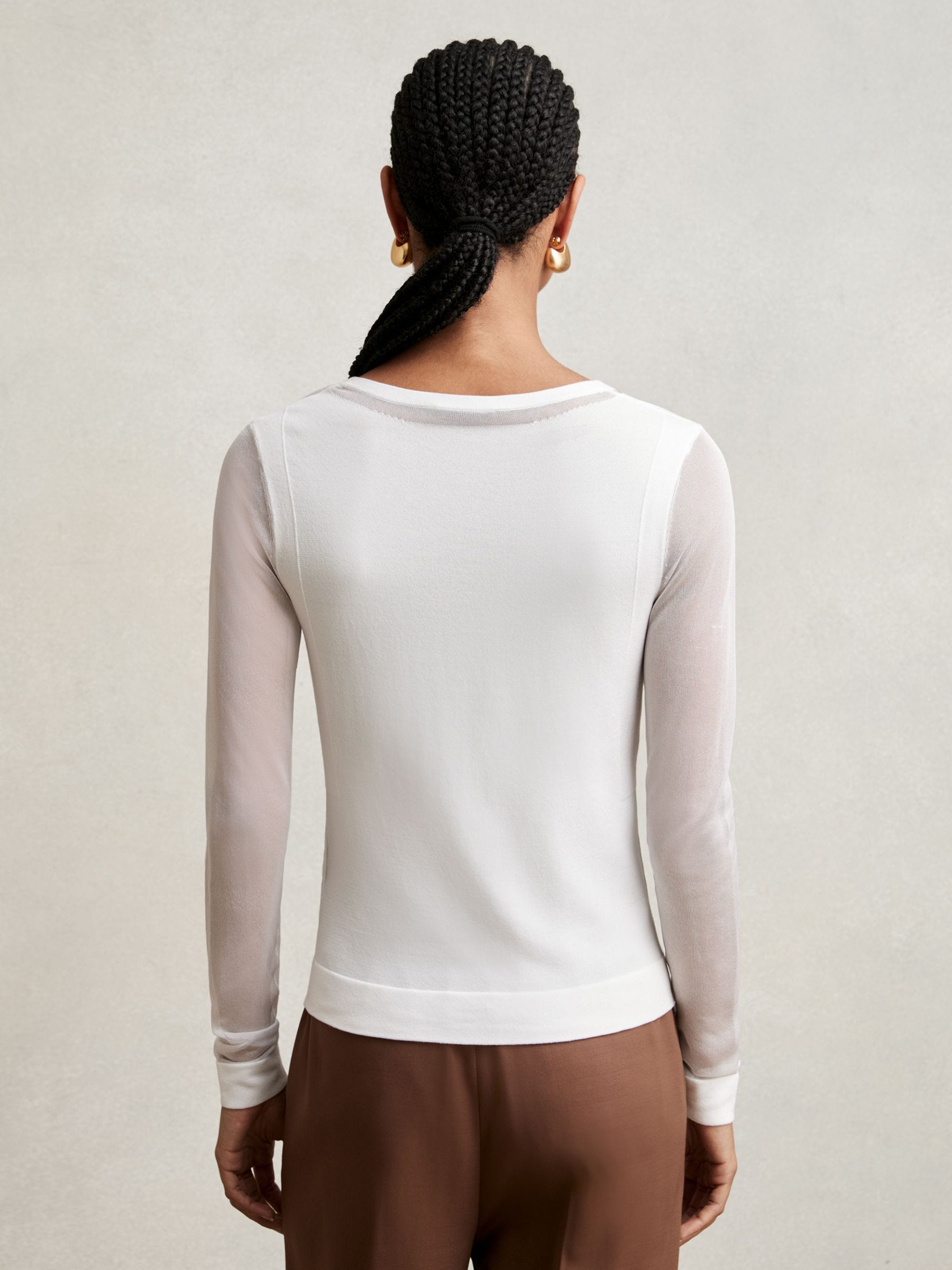 Buy Reiss White Soraya Sheer-Detail V-Neck Top from Next USA