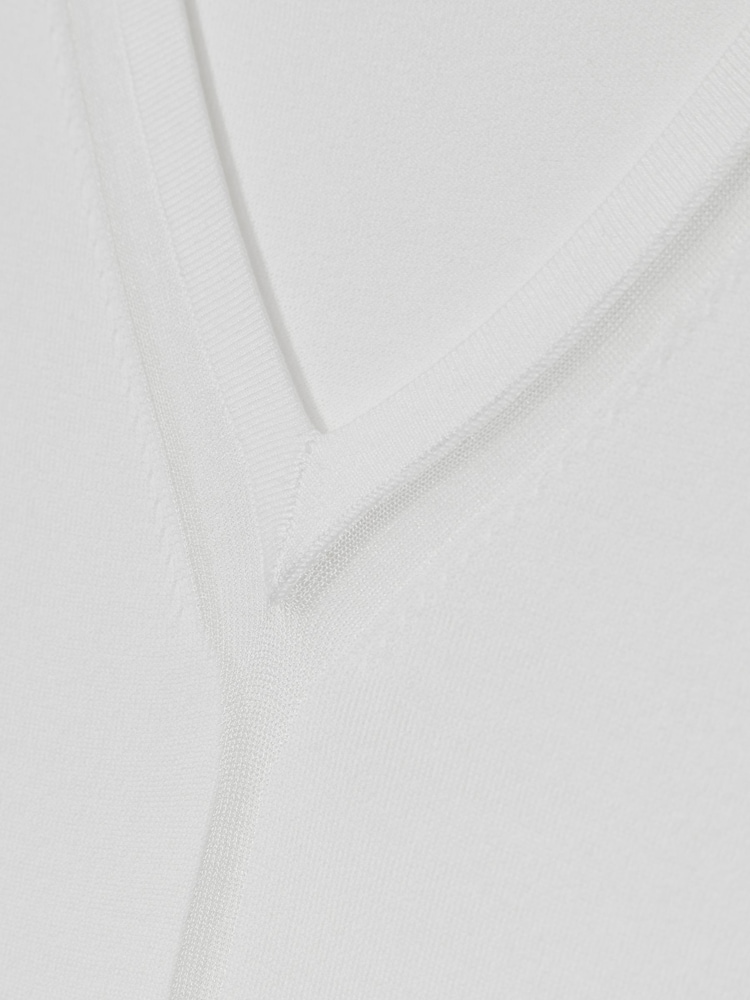 Reiss White Soraya Sheer-Detail V-Neck Top - Image 5 of 5
