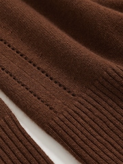 Reiss Toffee Brown Anya Wool-Blend Open-Stitch Jumper with Cashmere - Image 7 of 7