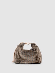 Reiss Gold Leah Crystal Bracelet Pouch Bag - Image 1 of 6