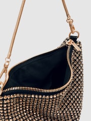 Reiss Gold Leah Crystal Bracelet Pouch Bag - Image 3 of 6