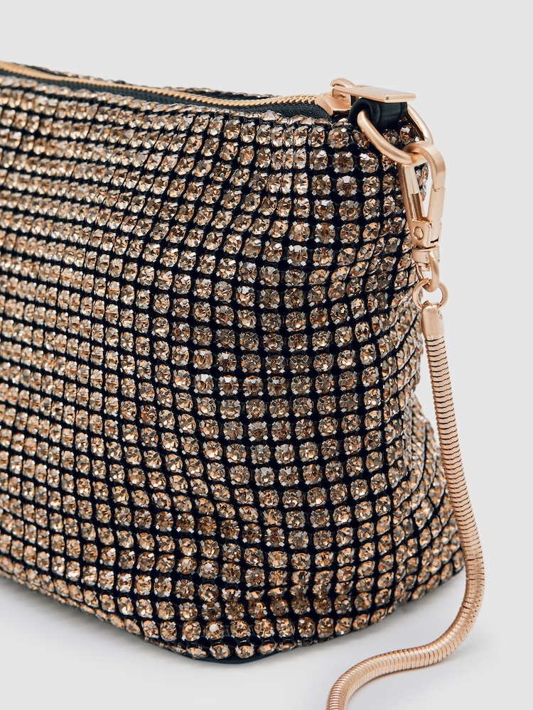 Reiss Gold Leah Crystal Bracelet Pouch Bag - Image 7 of 7 Reiss Gold Leah Crystal Bracelet Pouch Bag - Image 7 of 7