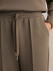 Reiss Khaki Green Jemma Modal Blend Interlock Wide Leg Joggers - Image 3 of 6