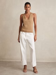Reiss Gold Sia Metallic-Knit Twist-Neckline Vest - Image 3 of 6