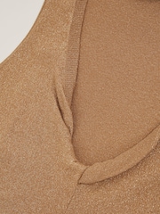 Reiss Gold Sia Metallic-Knit Twist-Neckline Vest - Image 6 of 6