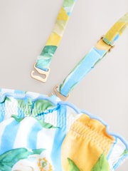 White/Blue Stripe Lemon Print Bandeau Tankini Top - Image 8 of 8