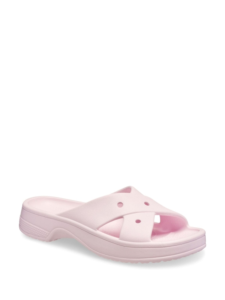 Crocs Pink Classic Cross Strap Sandals - Image 2 of 5